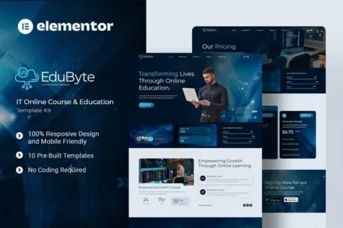 best IT education Elementor template kit instant download
