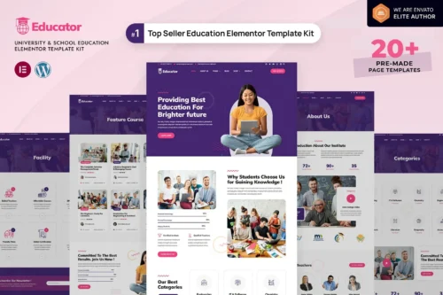 best education elementor template kit download