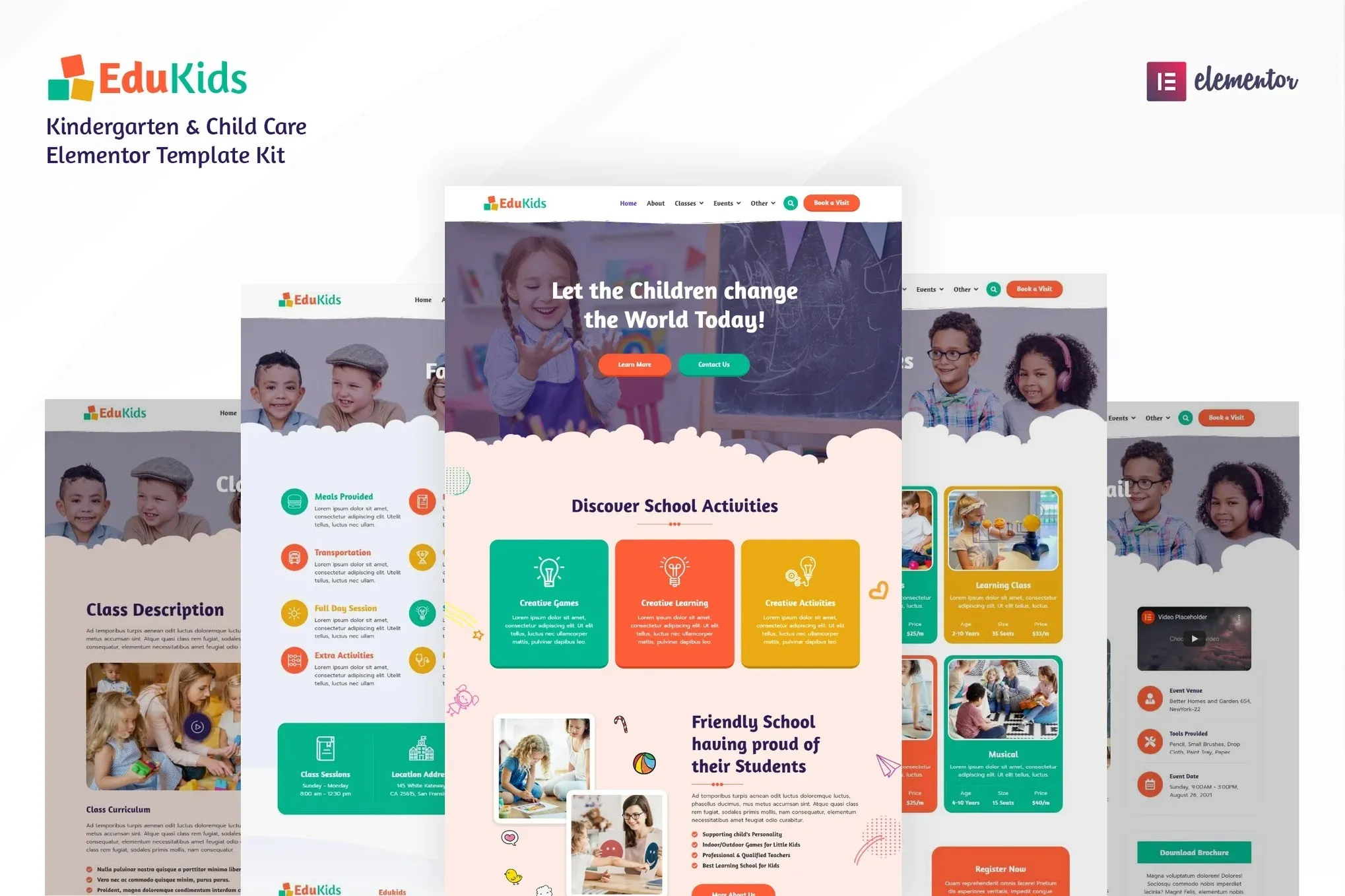 Edukids – Kindergarten & Child Care Elementor Template Kit best kindergarten Elementor template for child care websites