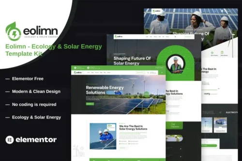 best Eolimn ecology solar energy Elementor template kit download