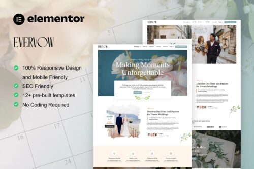 EverVow - Wedding & Event Planner Elementor Pro Template Kit