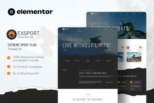 best extreme sport Elementor template kit download