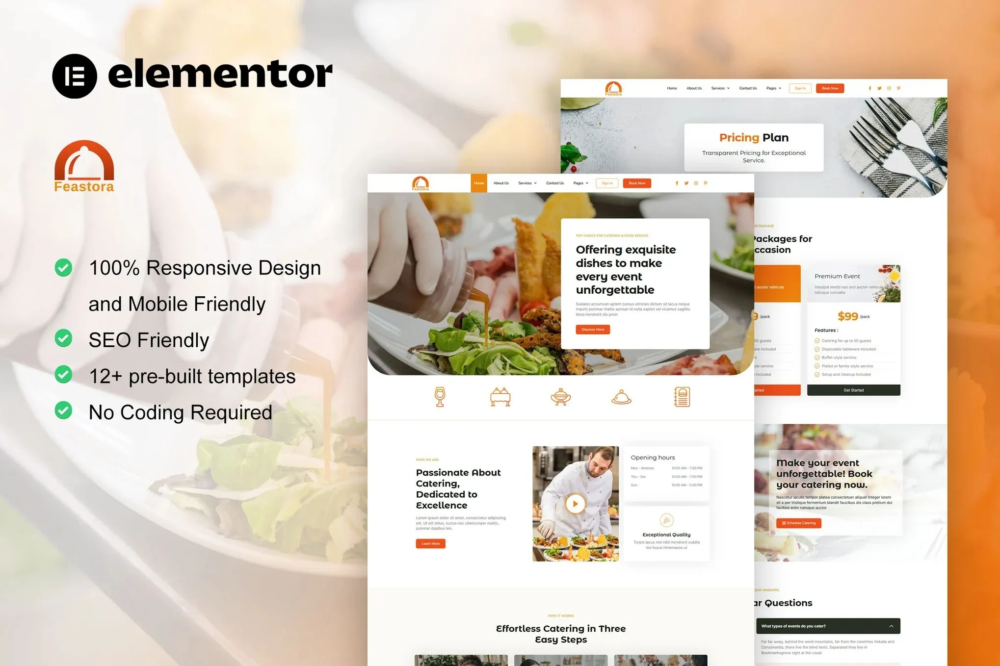 Feastora - Restaurant & Catering Service Elementor Template Kit best Feastora Elementor template restaurant website download