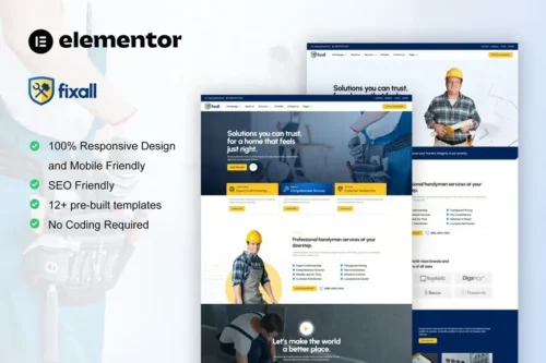 best FixAll Elementor template kit download for handyman website