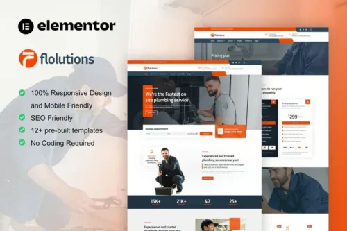 best plumber Elementor template kit instant download