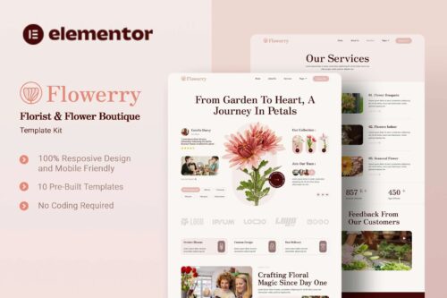 Flowerry - Florist & Flower Boutique Elementor Template Kit