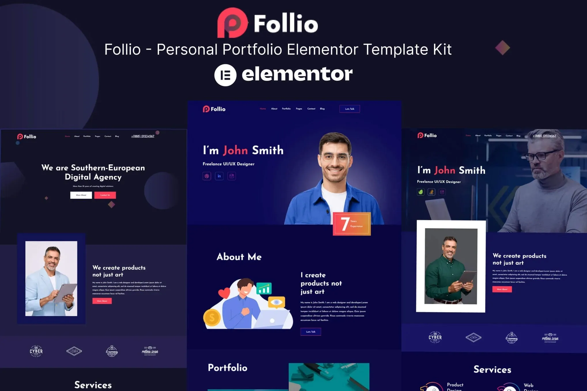 Follio - Personal Portfolio Elementor Template Kit best Follio portfolio template kit instant download
