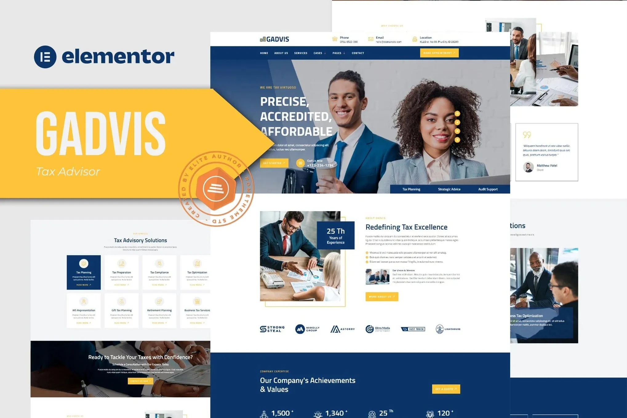 Gadvis - Tax Advisor & Financial Consulting Elementor Template Kit best tax advisor Elementor template kit download