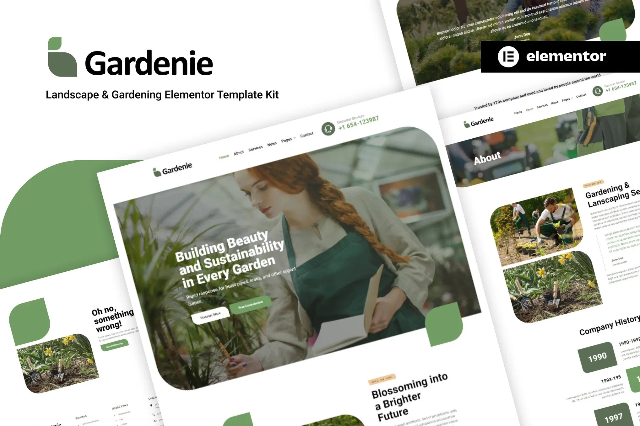 Gardenie - Landscape & Gardening Elementor Template Kit best garden elementor template instant download