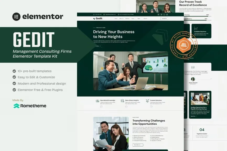 Gedit - Management Consulting Firms Elementor Template Kit best management consulting Elementor template kit download