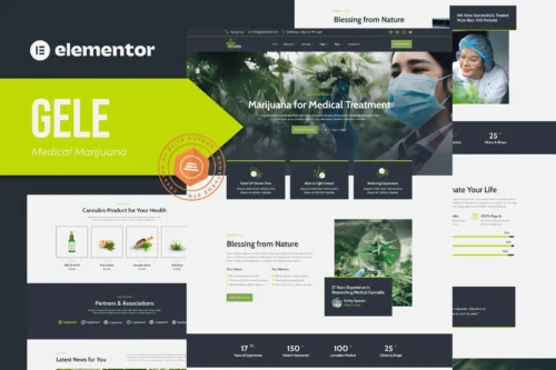 best medical marijuana Elementor template kit instant download