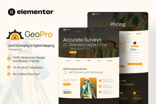 best land surveying Elementor template for professional mapping websites