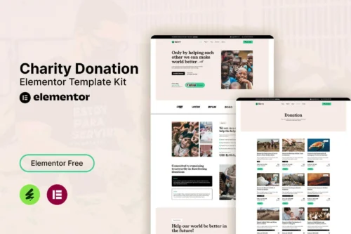 best charity donation Elementor template kit download