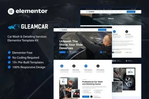 best car wash Elementor template kit for detailing websites download