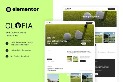 best Glofia golf club website template instant download
