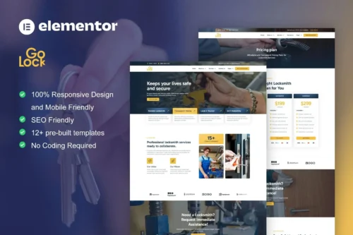 best locksmith elementor template kit instant download