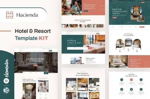 best Hacienda hotel Elementor template kit instant download