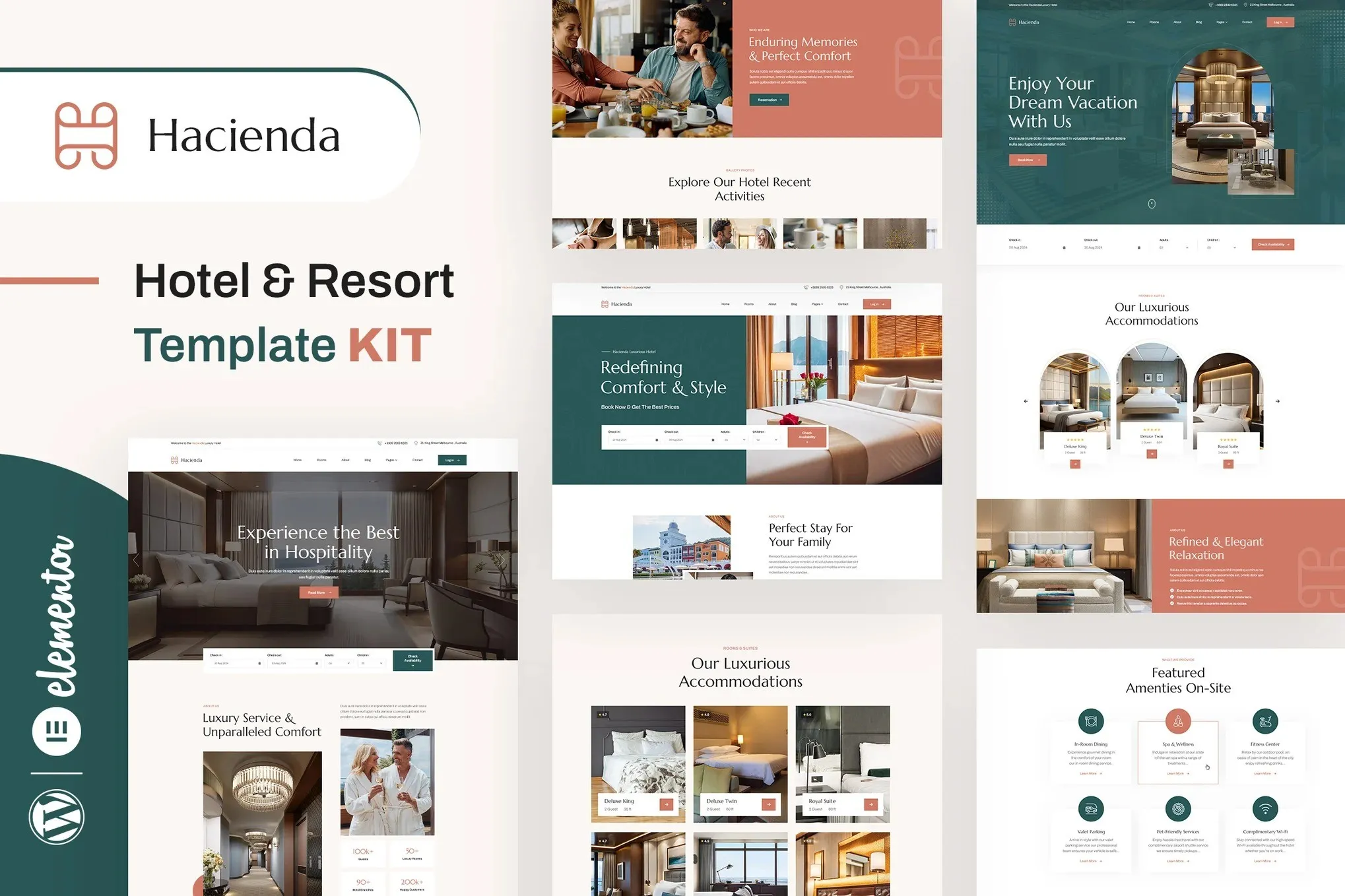 Hacienda - Hotel & Resort Elementor Template Kit best Hacienda hotel Elementor template kit instant download