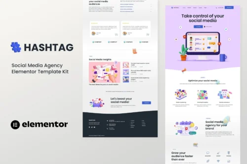 best social media agency Elementor template kit instant download