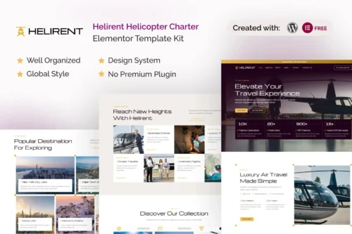 best helicopter charter Elementor template instant download