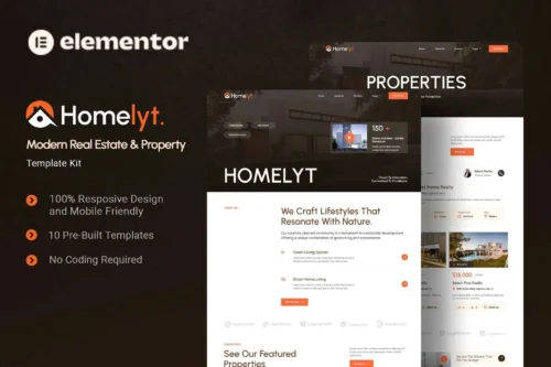 best real estate Elementor template kit instant download