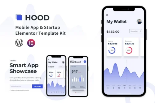 Hood Mobile App Startup Elementor Template Kit
