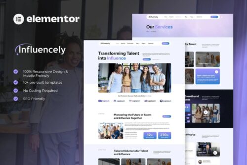 Influencely - Influencer & Talent Agency Elementor Template Kit