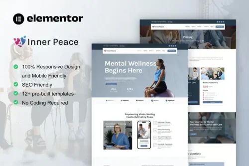 best mental health Elementor template kit instant download