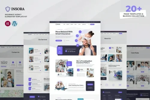 best insurance agency Elementor template kit instant download
