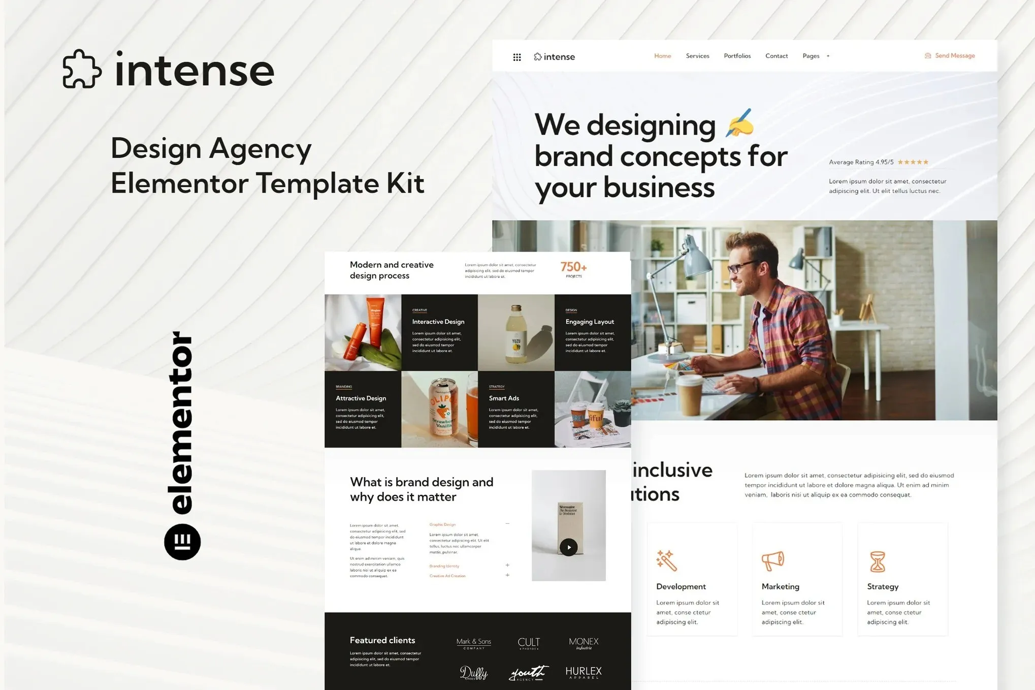 Intense - Creative Digital Agency Services Elementor Template Kit best digital agency Elementor template kit instant download