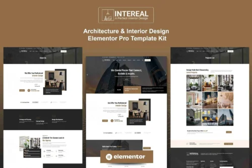 best Intereal architecture template kit for Elementor instant download