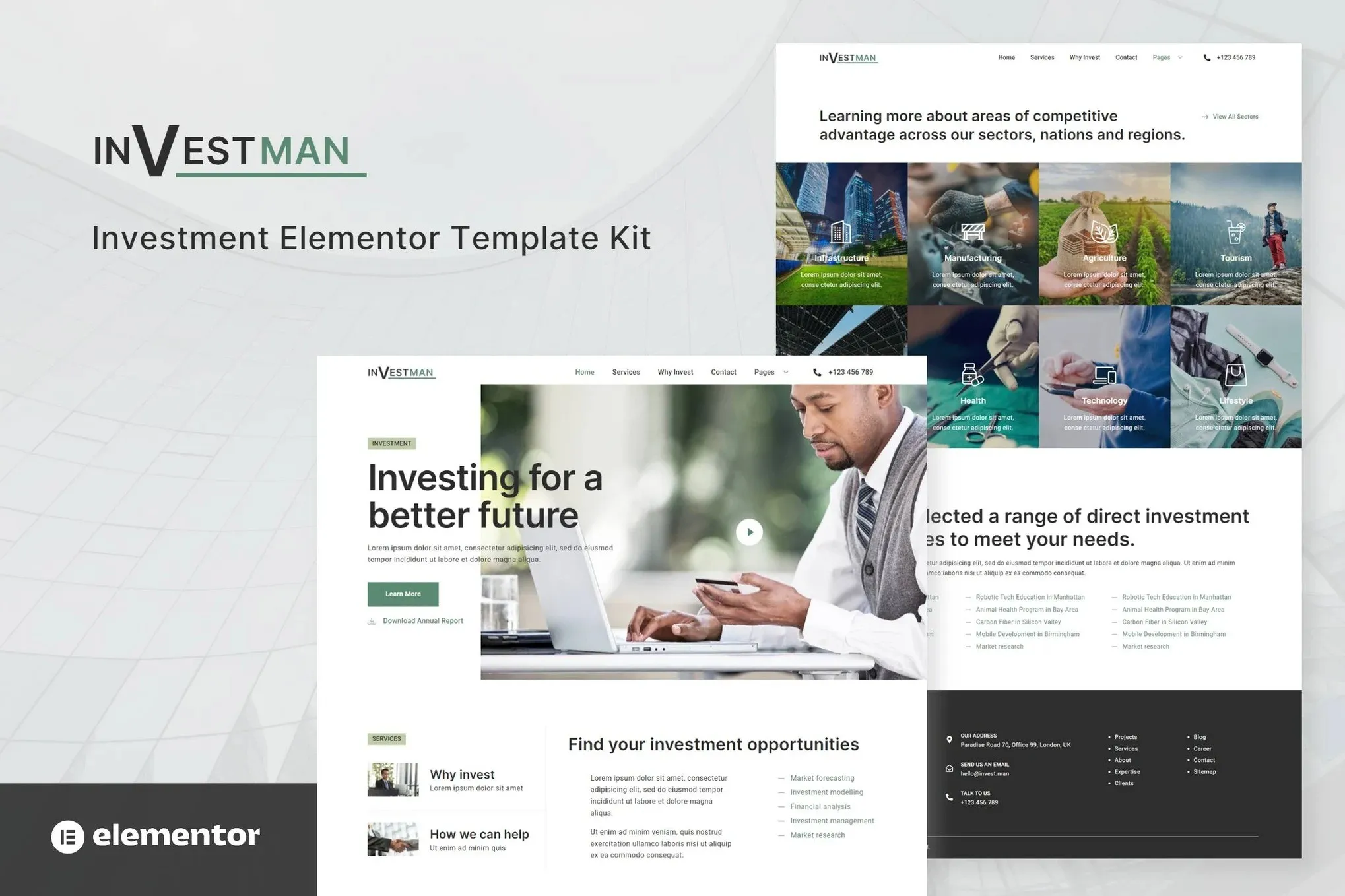 Investman - Invesment Consultant Elementor Template Kit best investment consultant website template download