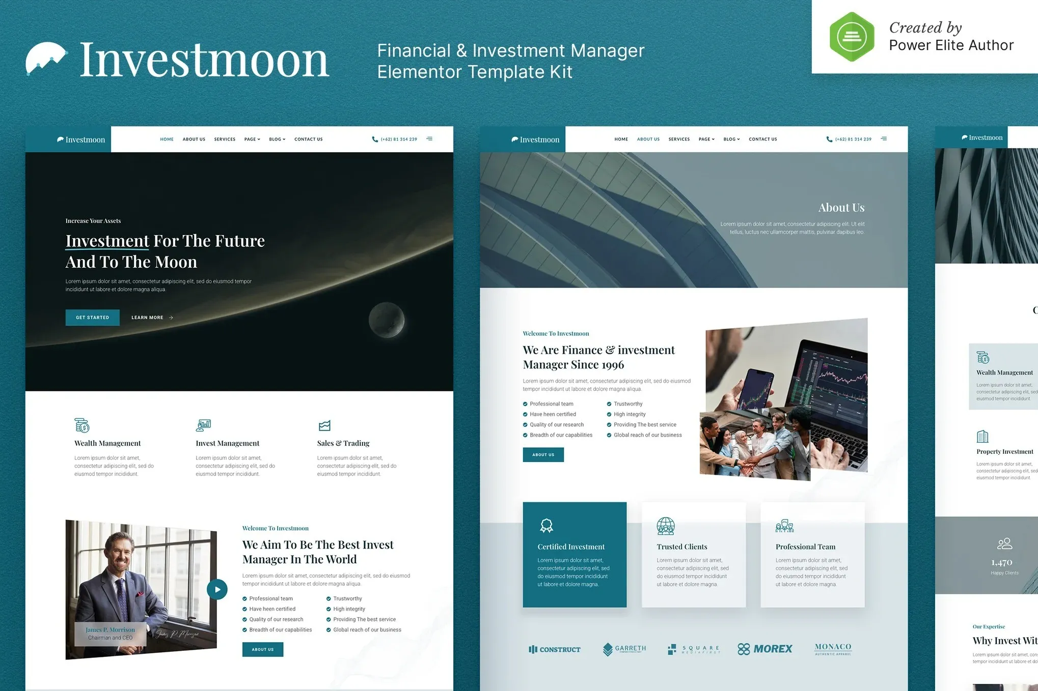 Investmoon – Finance & Investment Manager Elementor Template Kit best Finance Elementor template kit for investment website download