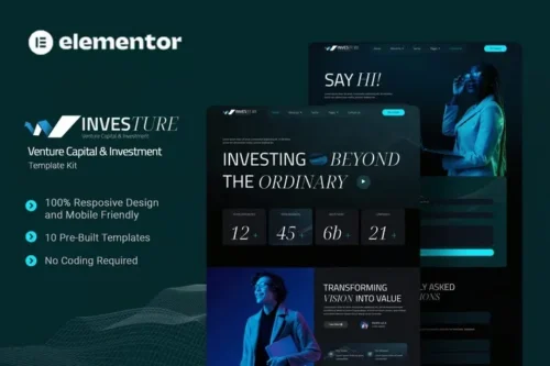 best venture capital website template Elementor kit instant download