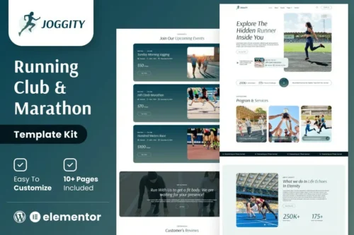 best marathon Elementor template kit instant download
