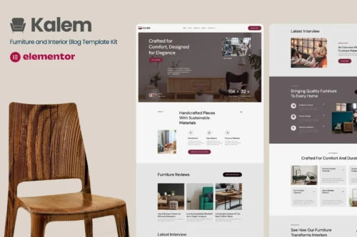 best furniture blog Elementor template kit instant download
