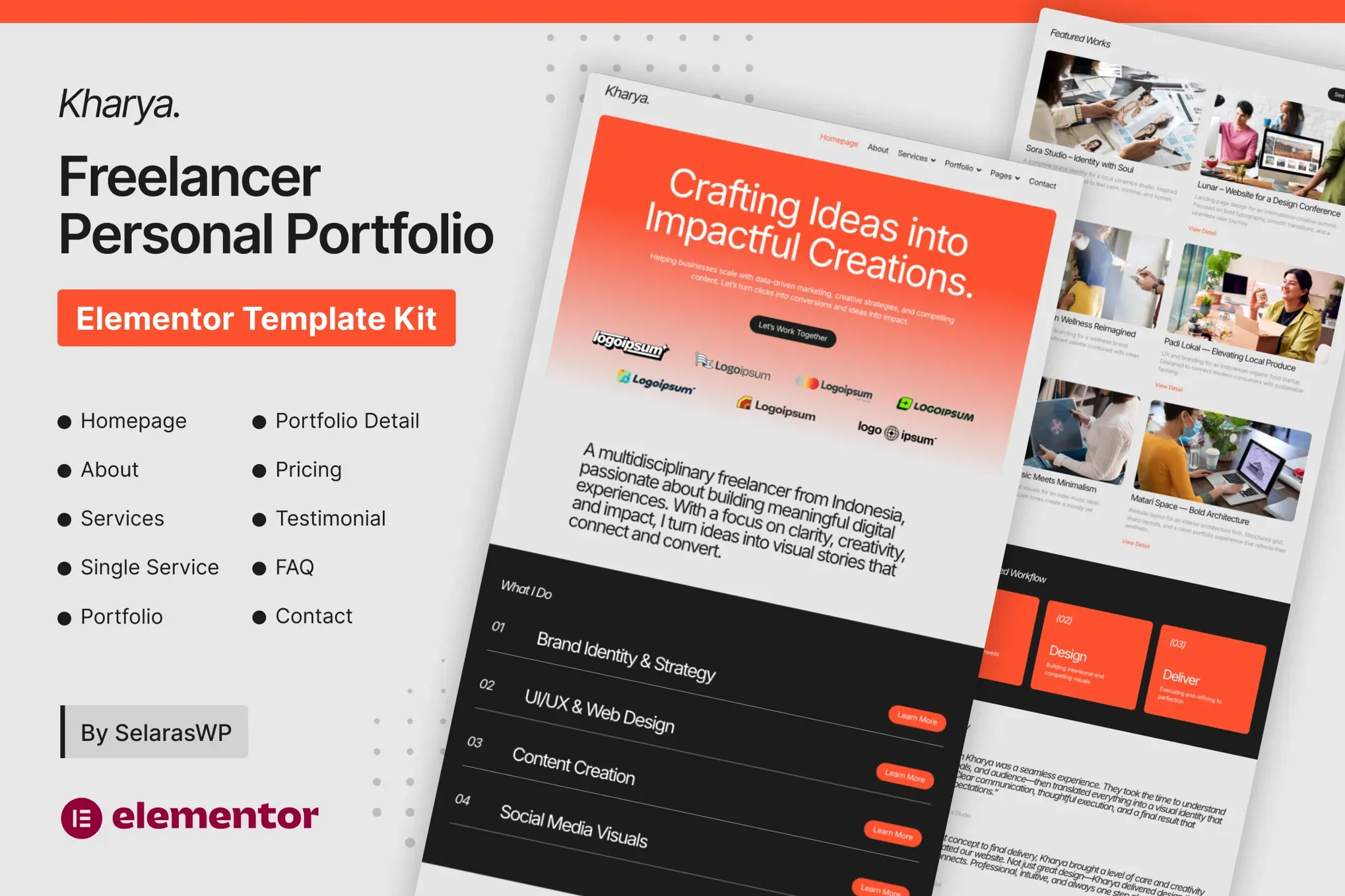 Kharya - Personal CV Freelancer Elementor Template Kit best Elementor freelancer CV template kit instant download