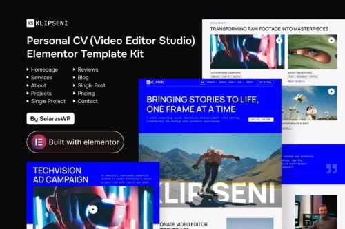 best video editor CV template instant download Elementor