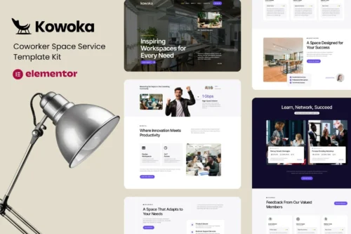 best coworking space Elementor template kit instant download