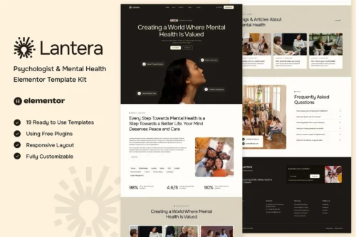 best Elementor psychologist website template instant download