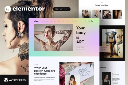 best tattoo studio Elementor template kit instant download