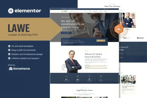 best lawyer Elementor template kit instant download
