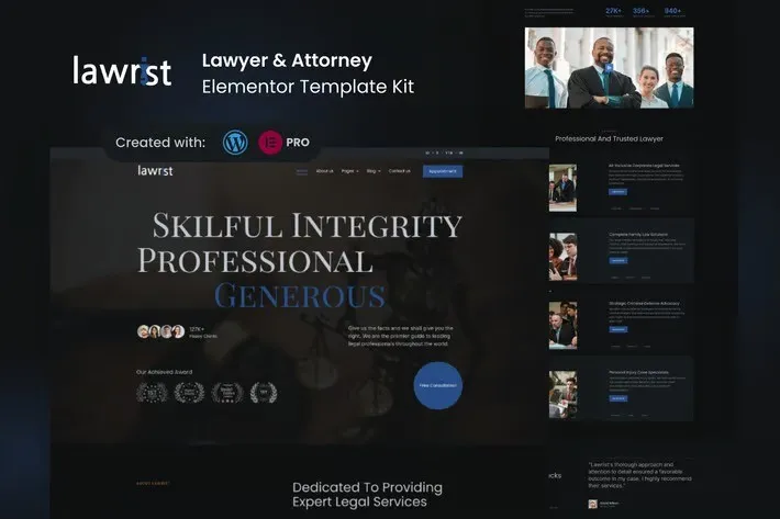 Lawrist - Lawyer & Attorney Elementor Pro Template Kit best Lawrist Elementor template download for lawyers