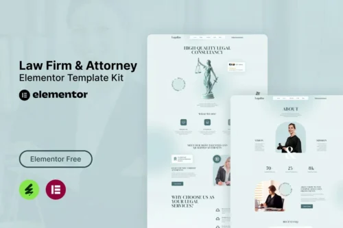 best law firm Elementor template kit instant download