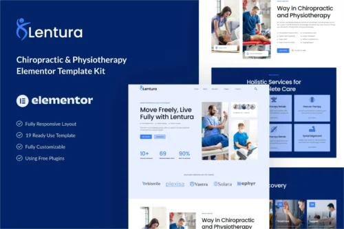best Lentura chiropractic Elementor template kit instant download