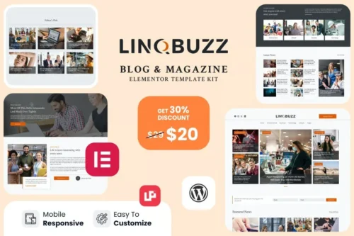 best Linqbuzz Elementor blog template kit instant download