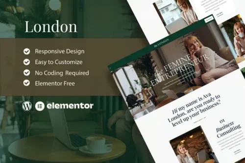 best feminine business coach Elementor template instant download