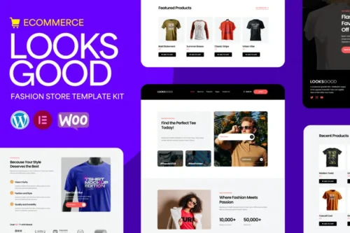 best LooksGood T-shirt store Elementor template for instant download
