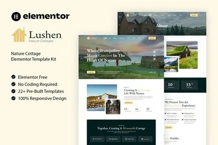 best nature cottage Elementor template kit download