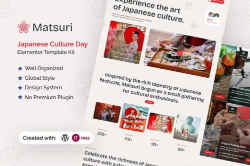 Matsuri - Japanese Culture Day Elementor Template Kit